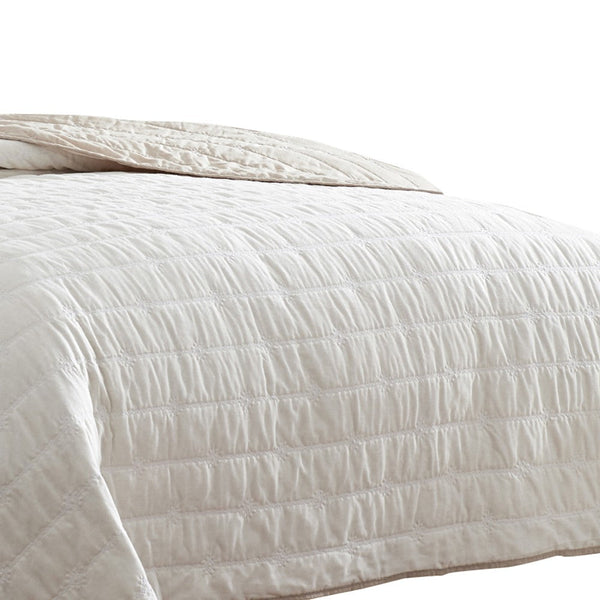 Benzara Veria 3 Piece King Quilt Set With Channel Stitching The Urban Port Cream And Beige - BM249997