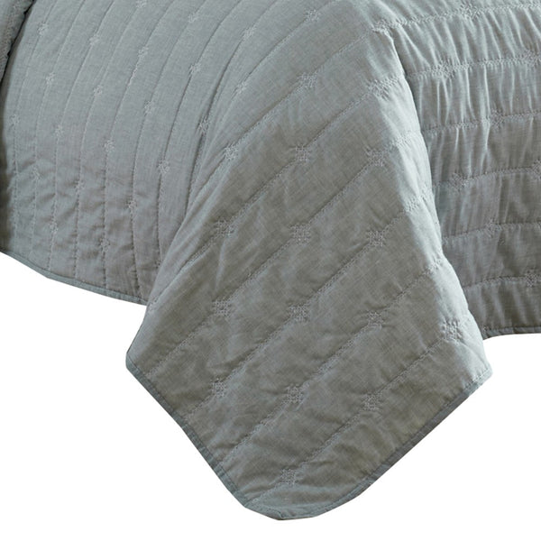 Benzara Veria 3 Piece King Quilt Set With Channel Stitching The Urban Port Sage Green - BM249999