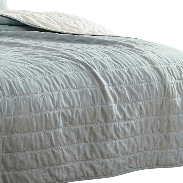 Benzara Veria 3 Piece King Quilt Set With Channel Stitching The Urban Port Sage Green - BM249999