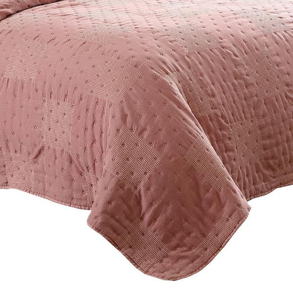 Benzara Veria 4 Piece Queen Quilt Set With Polka Dots Pink - BM250014