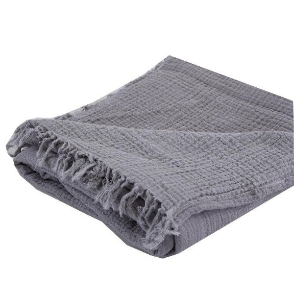 Benzara Veria 50 X 60 Reversible Cotton Throw With Fringes The Urban Port Gray - BM269171