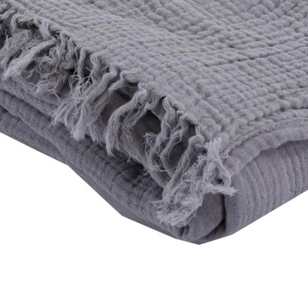 Benzara Veria 50 X 60 Reversible Cotton Throw With Fringes The Urban Port Gray - BM269171