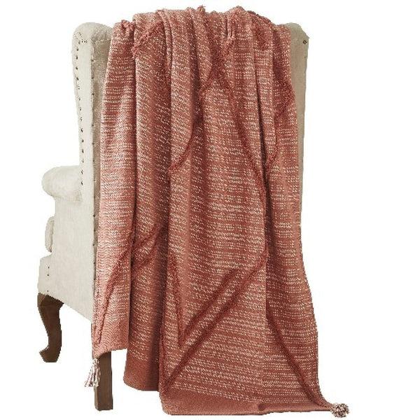 benzara Veria 60 x 70 Cotton Throw with Diamond Pattern The Urban Port Brown - BM269191