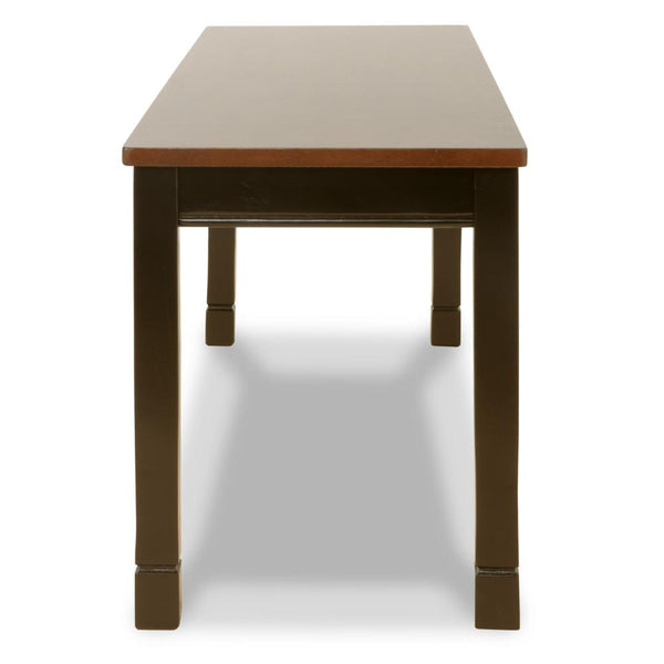 Benzara Vilo Dining Bench 42 Inch Rich Brown Wood Seat Black Tapered Legs -BM328197