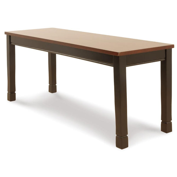 Benzara Vilo Dining Bench 42 Inch Rich Brown Wood Seat Black Tapered Legs -BM328197