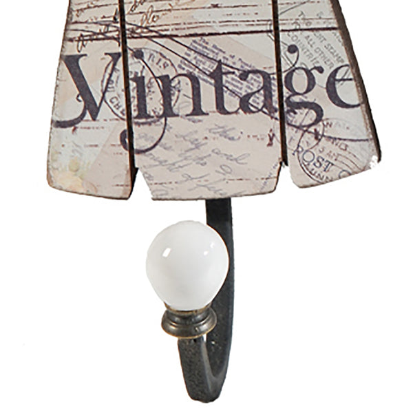 Benzara Vintage Print Wall Decor With Four Metal Hooks Set Of 4 Multicolor - BM202247