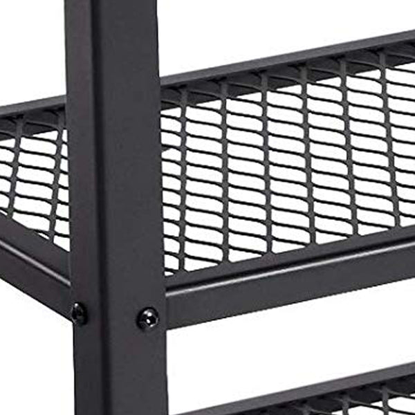 Benzara Vintage Wood And Metal Shoe Rack With 2 Mesh Shelves Black And Brown - BM197488