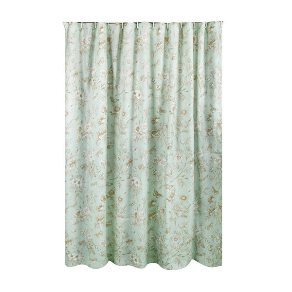 benzara Vola Shower Curtain 72 Inch Floral Pattern Light Green Polyester -BM332773