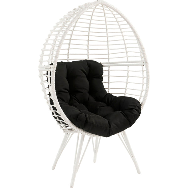 Benzara Wicker Patio Lounge Chair With Angled Metal Legs White - BM269036