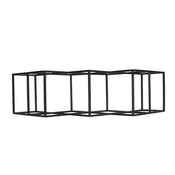 Benzara Wine Rack With Diamond Slots 24 Inch Compact Design Matte Black -BM323713