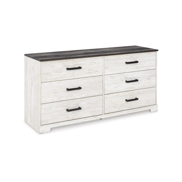 Benzara Wisp 59 Inch Wood Dresser 6 Gliding Drawers Rustic Crisp White Finish - BM296921