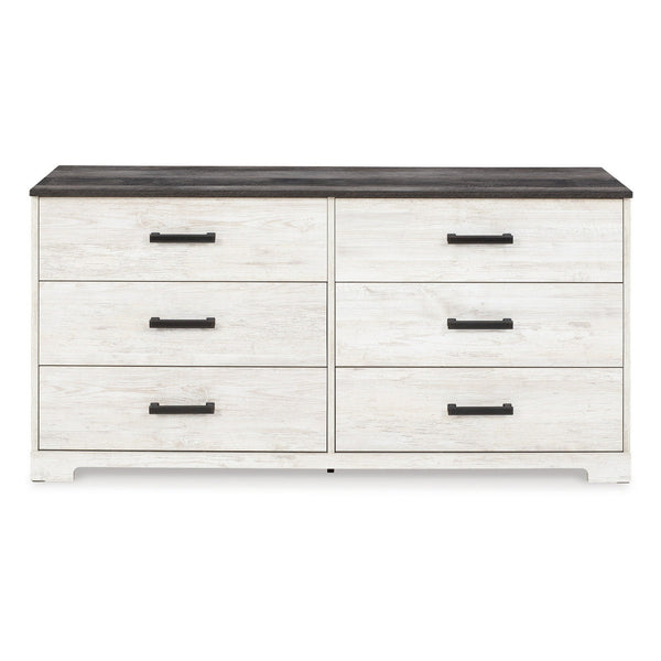 Benzara Wisp 59 Inch Wood Dresser 6 Gliding Drawers Rustic Crisp White Finish - BM296921