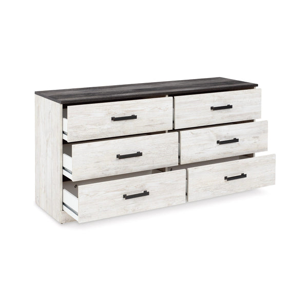 Benzara Wisp 59 Inch Wood Dresser 6 Gliding Drawers Rustic Crisp White Finish - BM296921