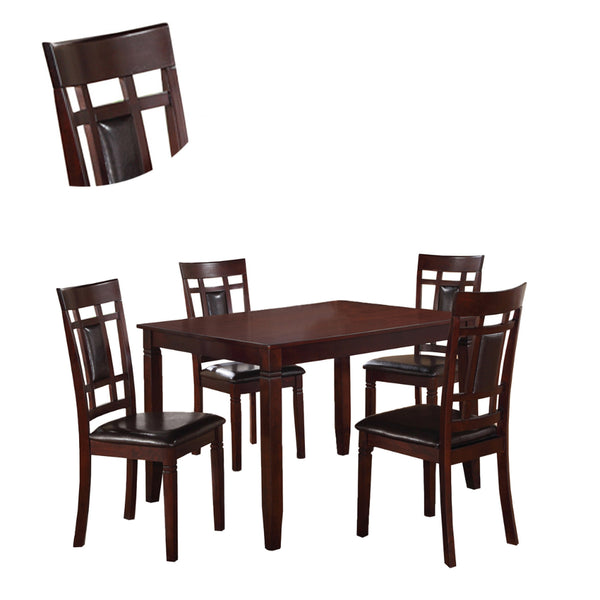 Benzara Wooden And Leather 5 Pieces Dining Set In Brown And Black - BM167131