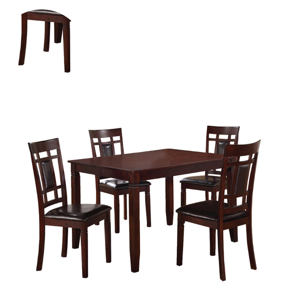 Benzara Wooden And Leather 5 Pieces Dining Set In Brown And Black - BM167131