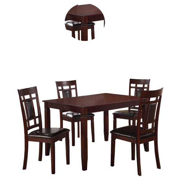 Benzara Wooden And Leather 5 Pieces Dining Set In Brown And Black - BM167131