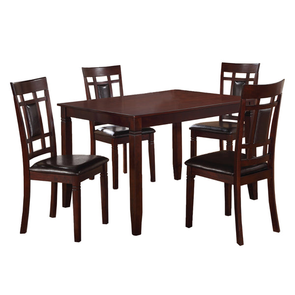 benzara Wooden And Leather 5 Pieces Dining Set In Brown And Black - BM167131
