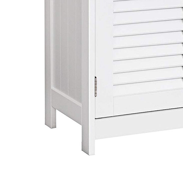 Benzara Wooden Bathroom Closet With 1 Open Shelf And 2 Door Cabinet White - BM209188