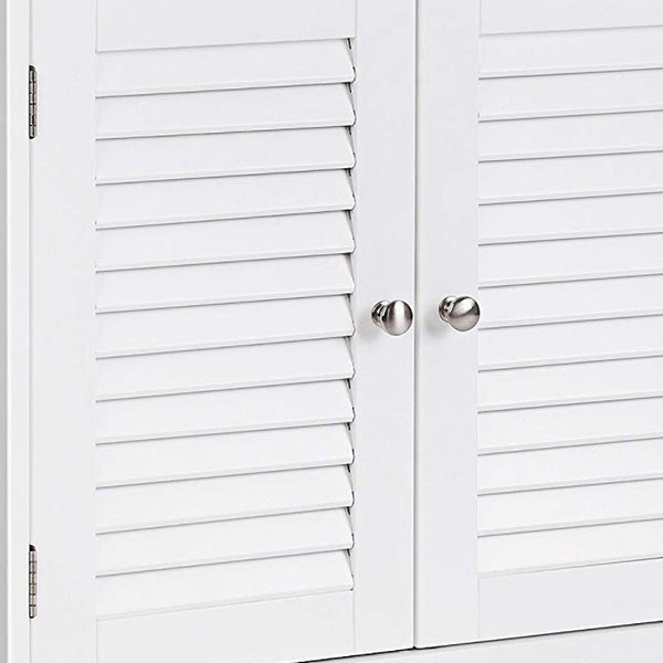 Benzara Wooden Bathroom Closet With 1 Open Shelf And 2 Door Cabinet White - BM209188