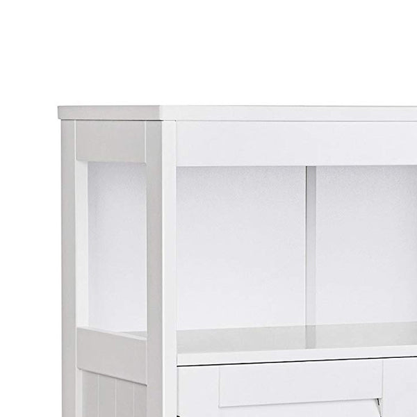Benzara Wooden Bathroom Closet With 1 Open Shelf And 2 Door Cabinet White - BM209188