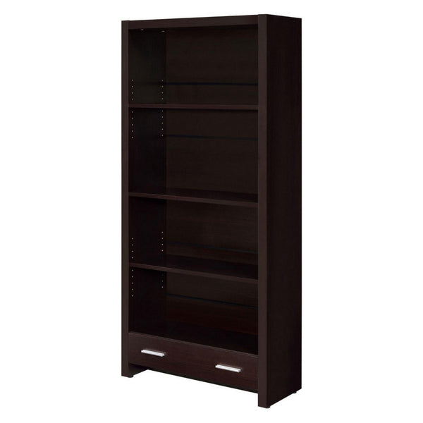 Benzara Wooden Bookcase With 3 Shelves And 1 Drawer Dark Brown - BM229684