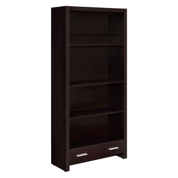 benzara Wooden Bookcase with 3 Shelves and 1 Drawer Dark Brown - BM229684