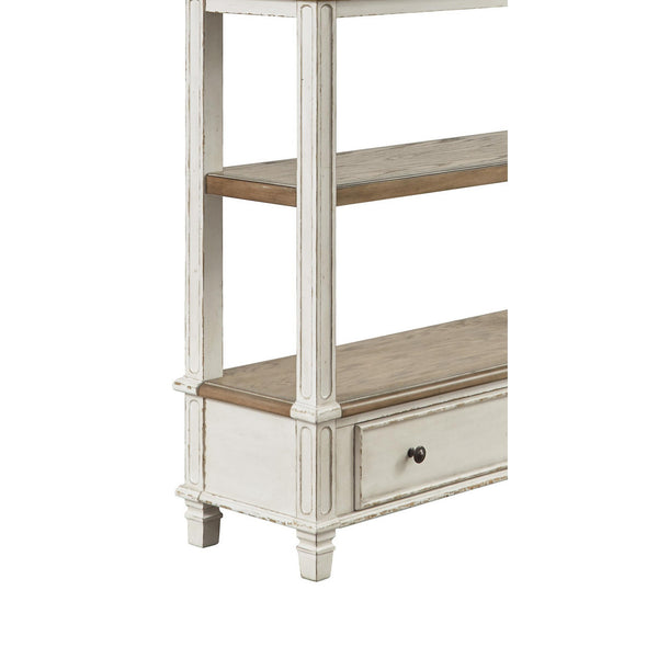 Benzara Wooden Bookcase With 4 Tier Shelves And Bottom Drawer In Brown And White - BM213228