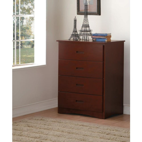benzara Wooden Chest With 4 Drawers Dark Cherry Brown