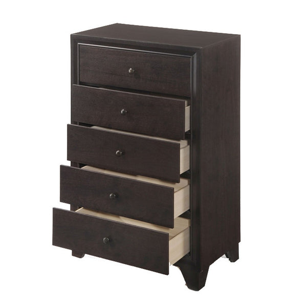 Benzara Wooden Chest With 5 Spacious Drawers Espresso Brown - BM177804