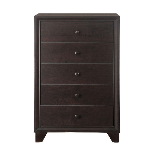 Benzara Wooden Chest With 5 Spacious Drawers Espresso Brown - BM177804