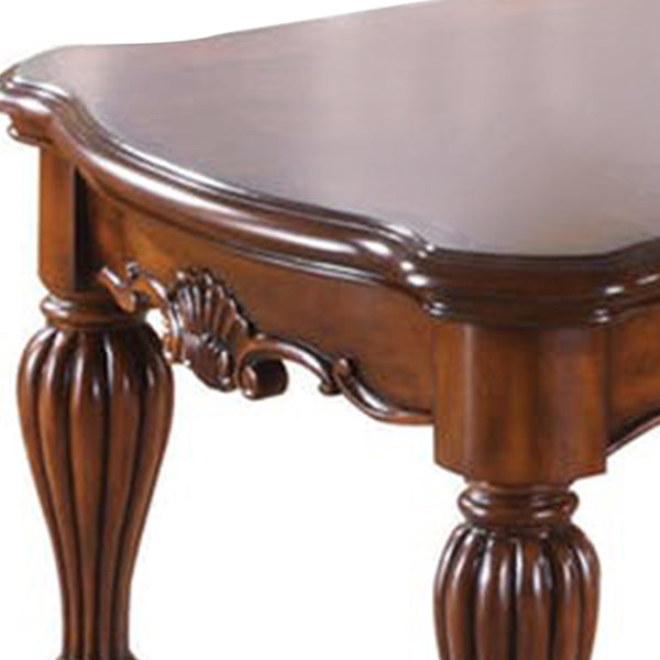 Benzara Wooden Coffee Table With Reeded Turned Legs Cherry Brown - BM186034