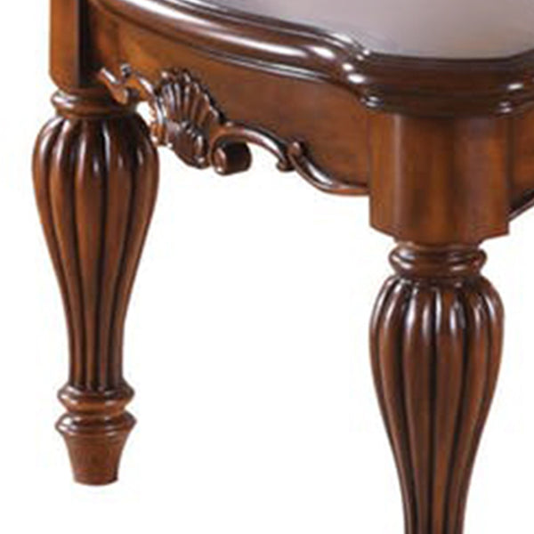 Benzara Wooden Coffee Table With Reeded Turned Legs Cherry Brown - BM186034