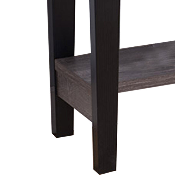 Benzara Wooden Console Table With Bottom Shelf Black And Gray - BM179698