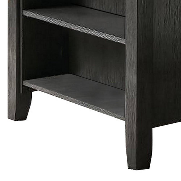 Benzara Wooden Counter Height Table With Three Storage Shelves Gray - BM232889