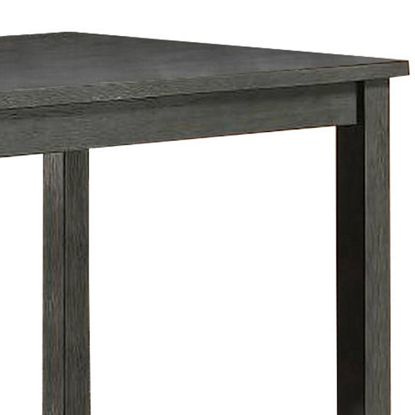 Benzara Wooden Counter Height Table With Three Storage Shelves Gray - BM232889