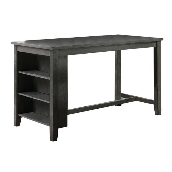 benzara Wooden Counter Height Table with Three Storage Shelves Gray - BM232889
