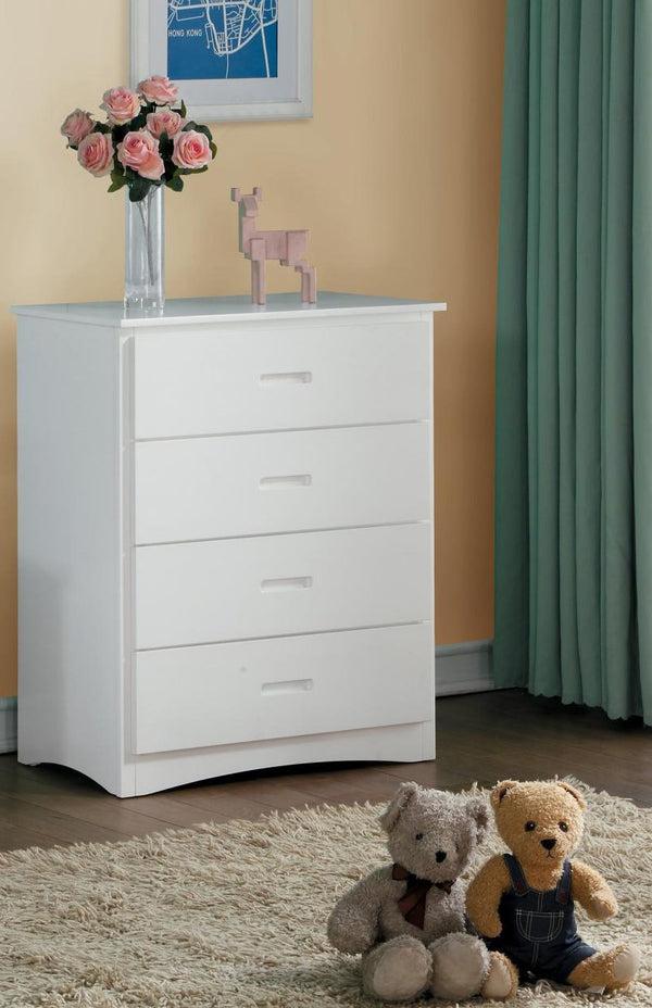 benzara Wooden Four Drawer Chest With Cutout Handles White
