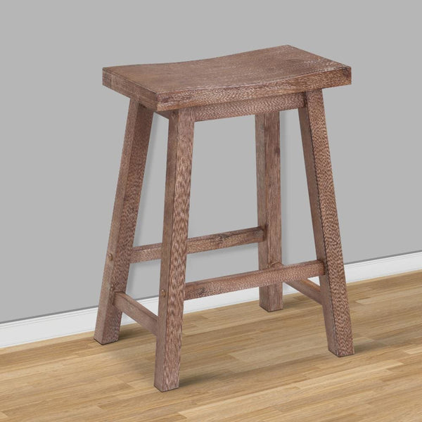Benzara Wooden Frame Saddle Seat Counter Height Stool With Angled Legs Brown - BM61441