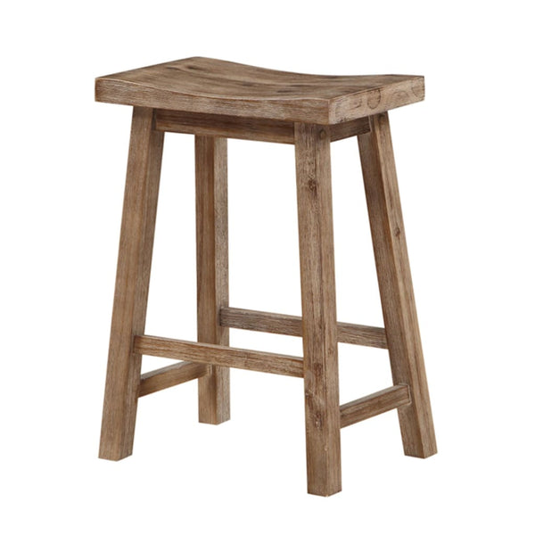 Benzara Wooden Frame Saddle Seat Counter Height Stool With Angled Legs Brown - BM61441