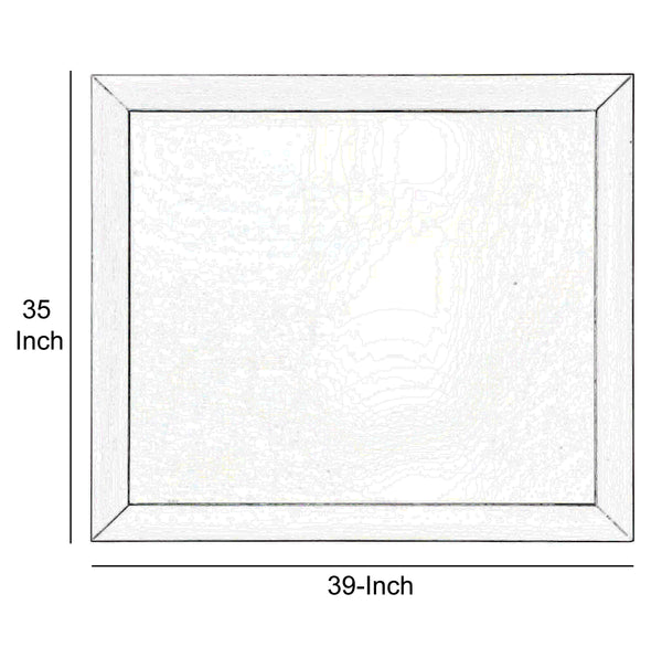 Benzara Wooden Framed Mirror With Rectangular Shape Silver And White - BM205572