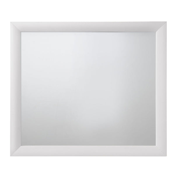 benzara Wooden Framed Mirror with Rectangular Shape Silver and White - BM205572