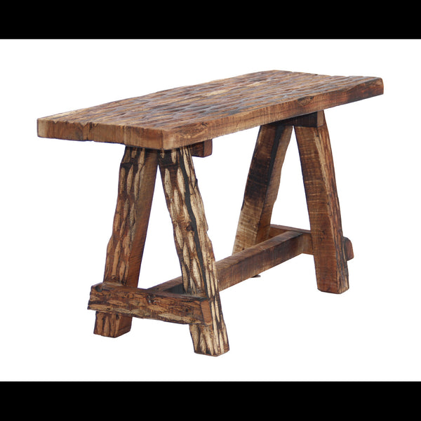 Benzara Wooden Garden Patio Bench With Retro Etching Cappuccino Brown - UPT‐69623