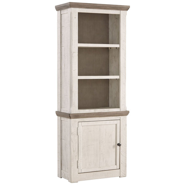 Benzara Wooden Left Pier Cabinet With 1 Door And 2 Shelves In Antique White And Brown - BM210951