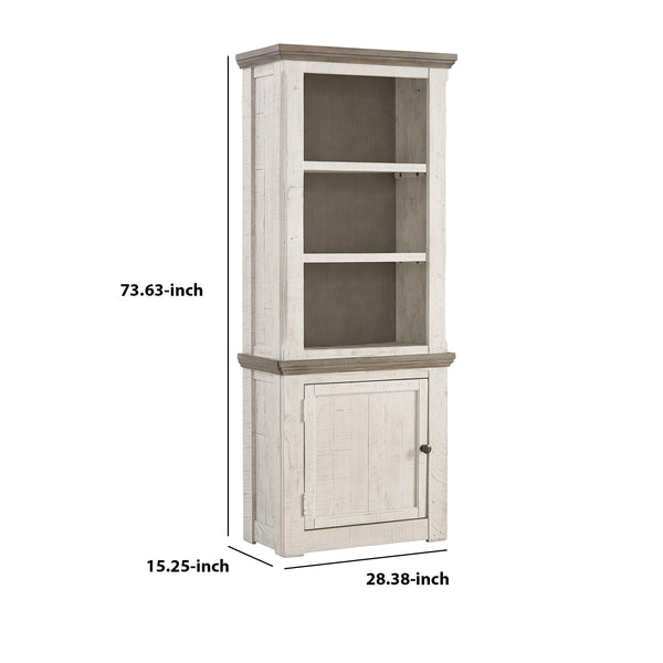 Benzara Wooden Left Pier Cabinet With 1 Door And 2 Shelves In Antique White And Brown - BM210951