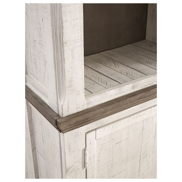 Benzara Wooden Left Pier Cabinet With 1 Door And 2 Shelves In Antique White And Brown - BM210951