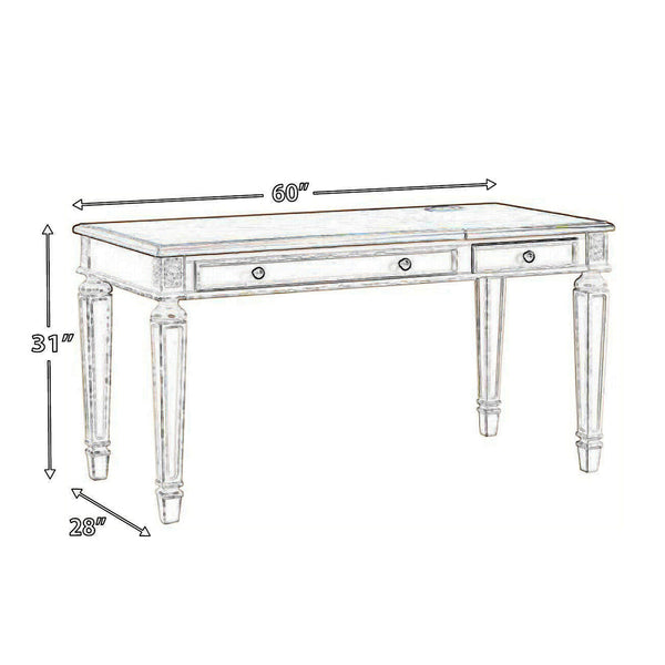 Benzara Wooden Lift Top Desk With Textured Finish And Drawers In Brown And White - BM213250