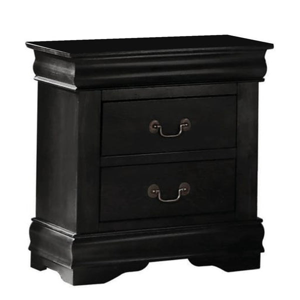 Benzara Wooden Nightstand With Two Drawers Black - BM185915