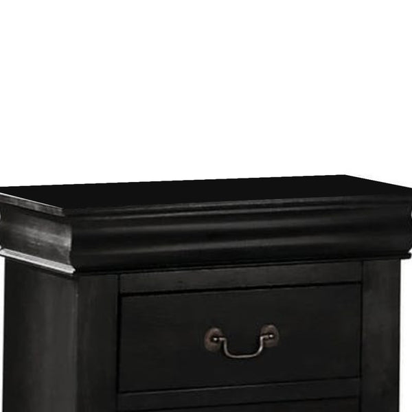 Benzara Wooden Nightstand With Two Drawers Black - BM185915