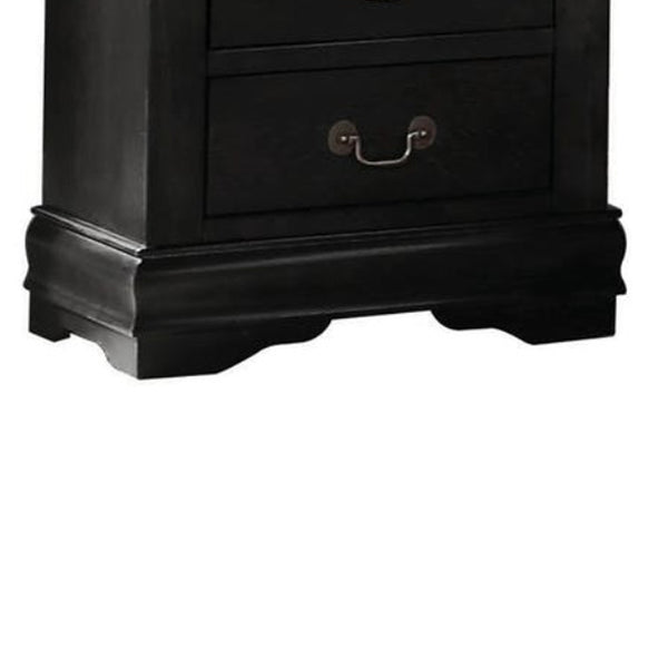 Benzara Wooden Nightstand With Two Drawers Black - BM185915