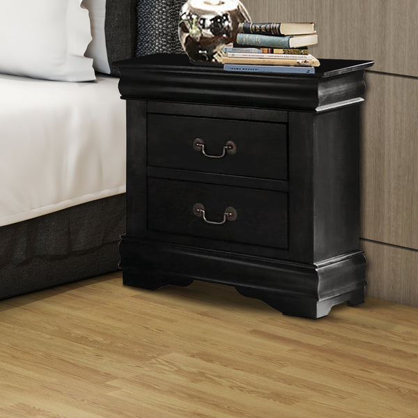 Benzara Wooden Nightstand With Two Drawers Black - BM185915